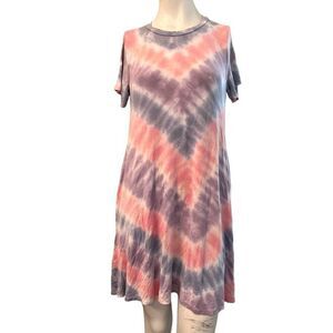 Size XS Pink Purple Tie Dye Dress Super Soft Stretch Casual Oversized Beach USA